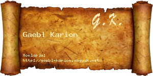 Gaebl Karion névjegykártya